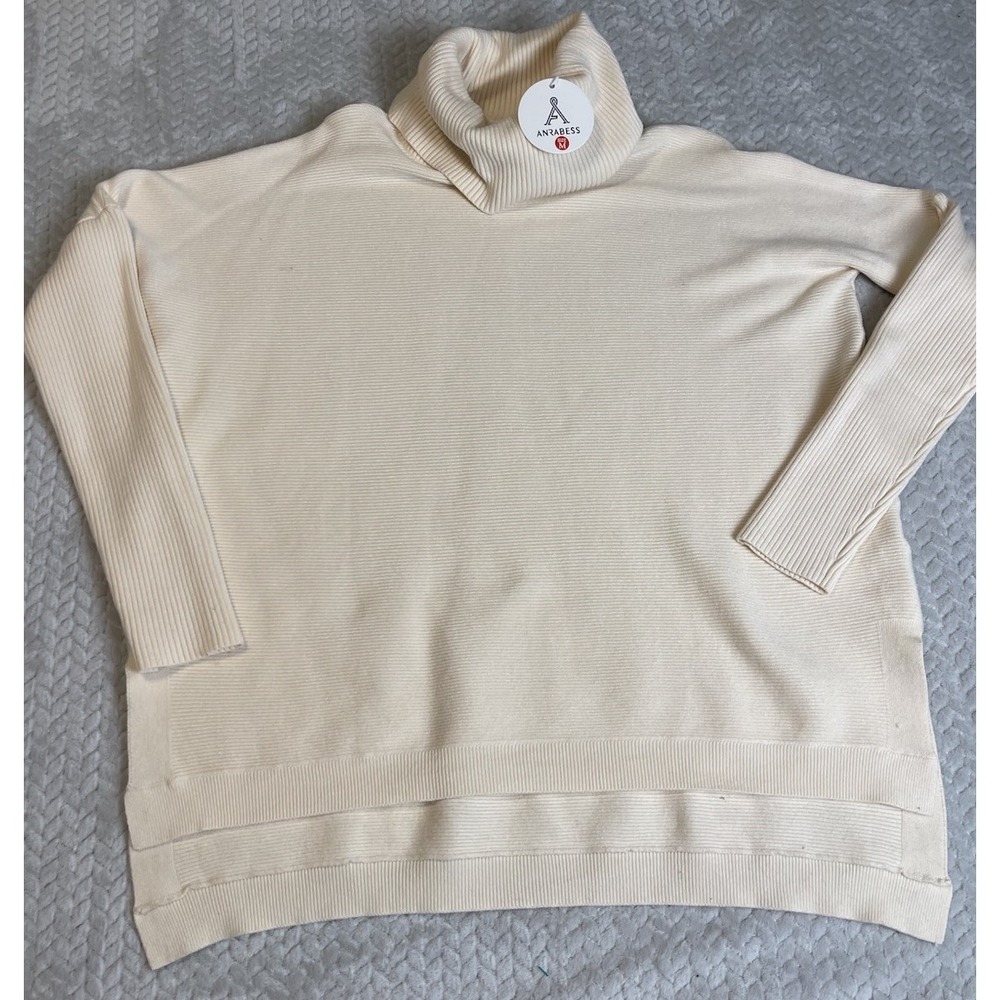 Anrabess Sweater Women's S, Cream,‎ Dolman Sleeves, Turtle Neck, Oversized, NWT
